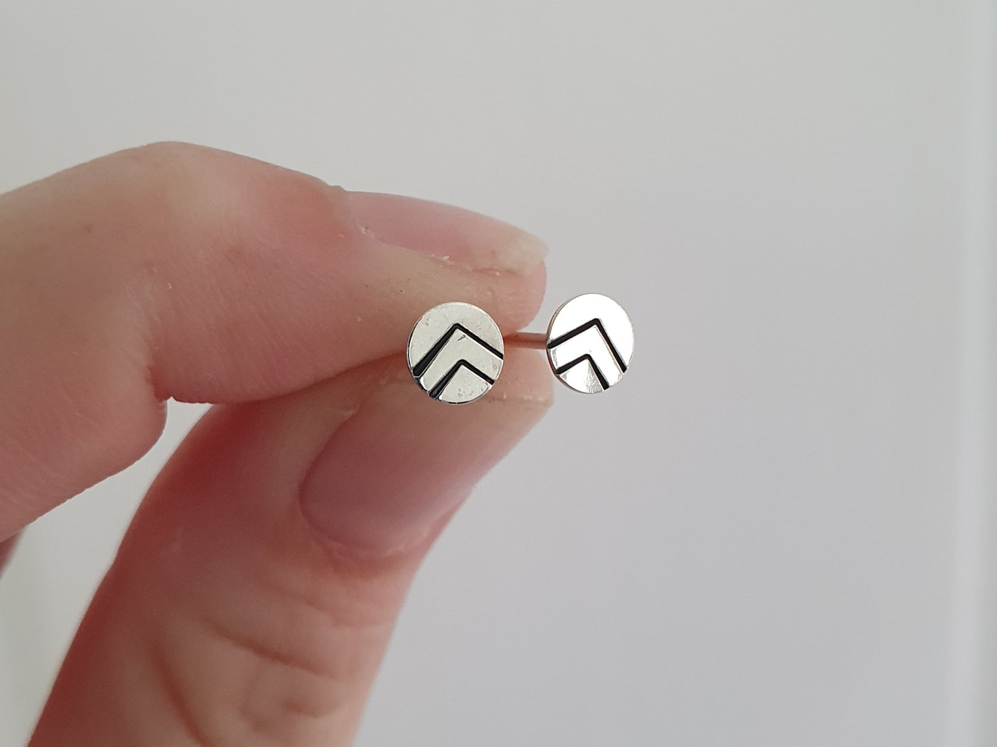 Stamped Chevron Studs