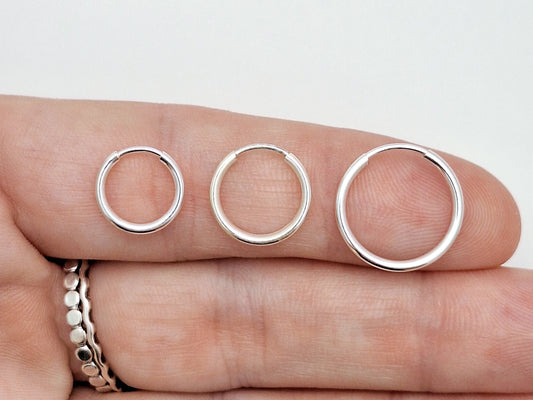 Sterling Silver Endless Huggie Hoops