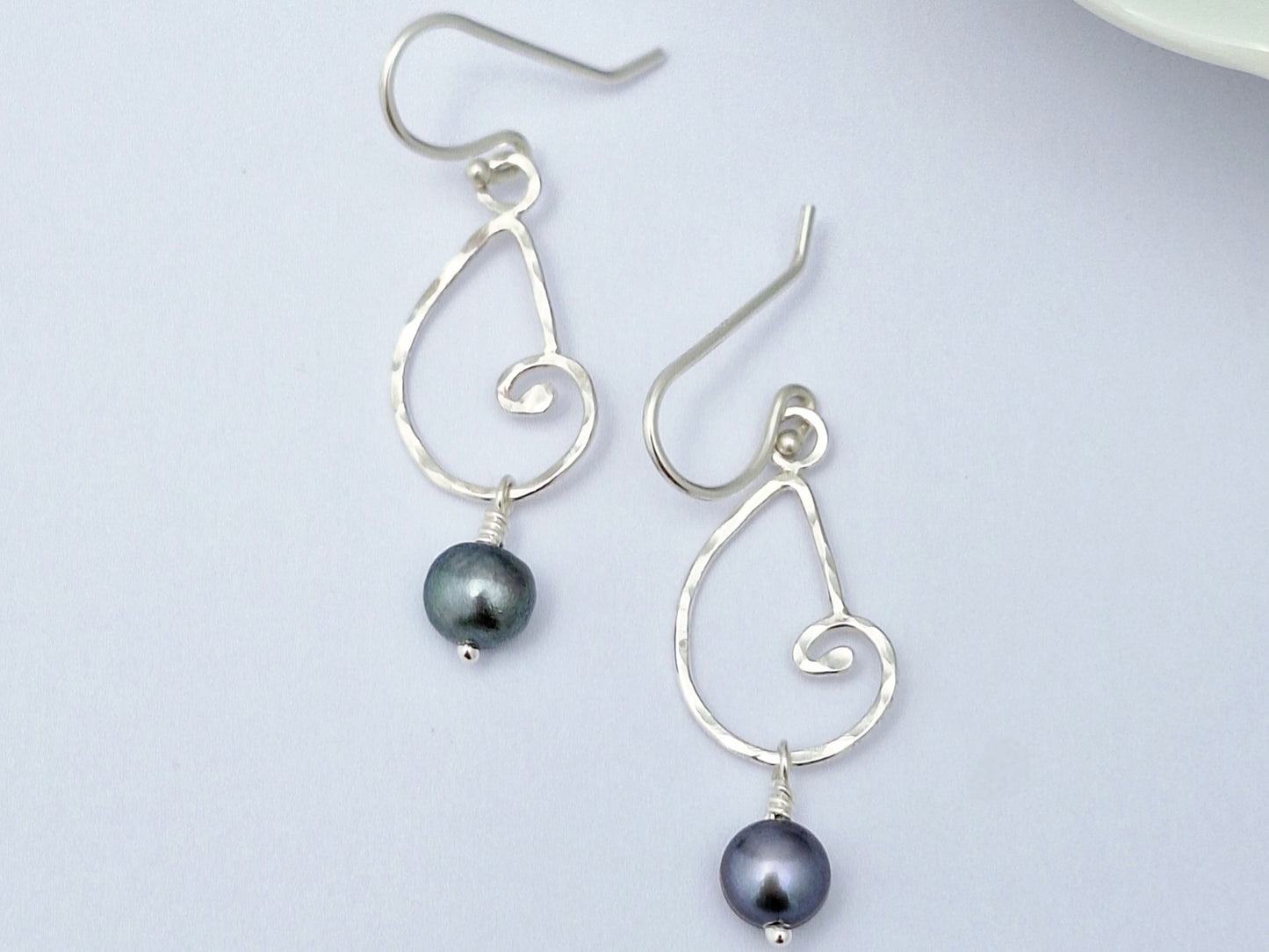 Hammered Shells with Blue Pearl Earrings