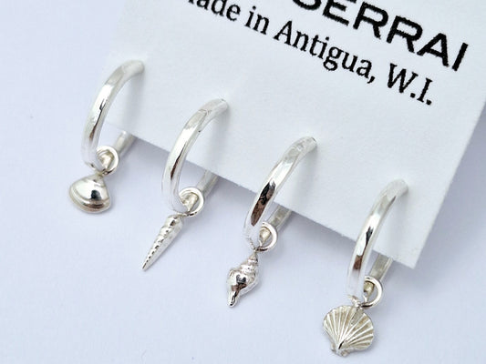 Shell Charm Hoops