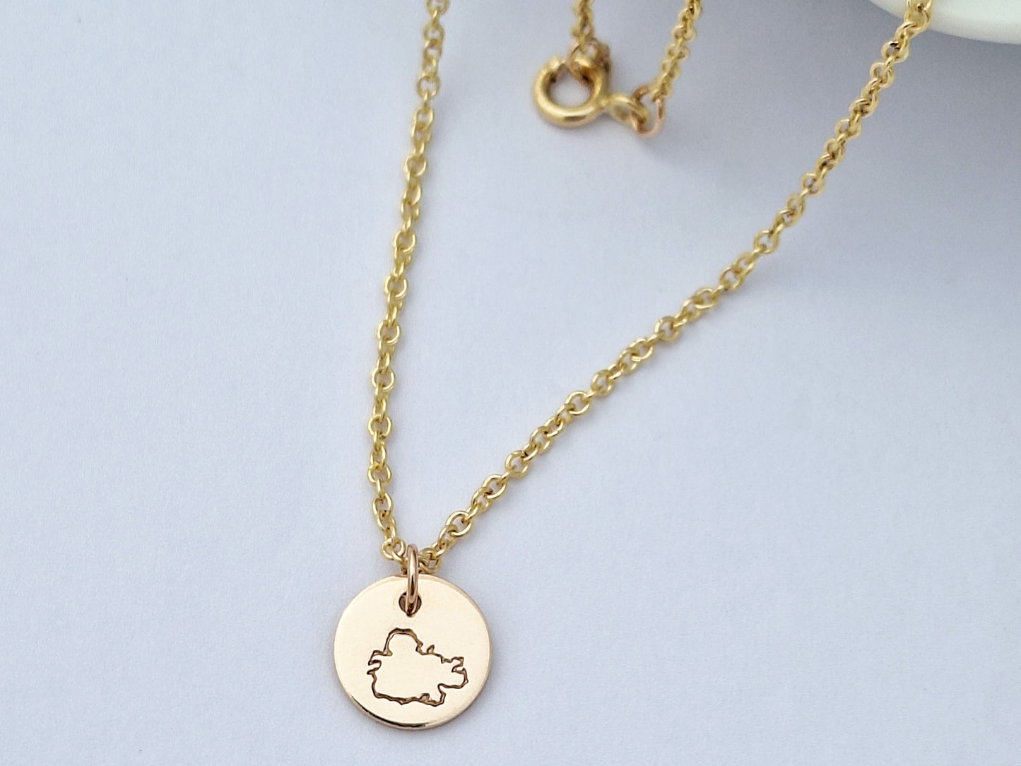 Gold filled Antigua Map Charm Necklace