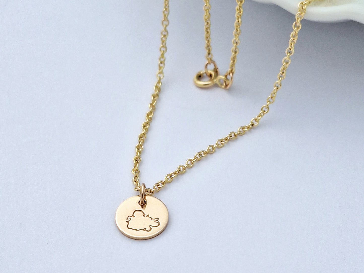 Gold filled Antigua Map Charm Necklace