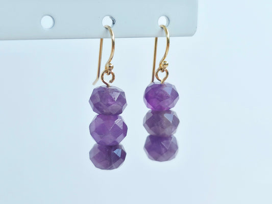 Gold filled Triple Amethyst Earrings