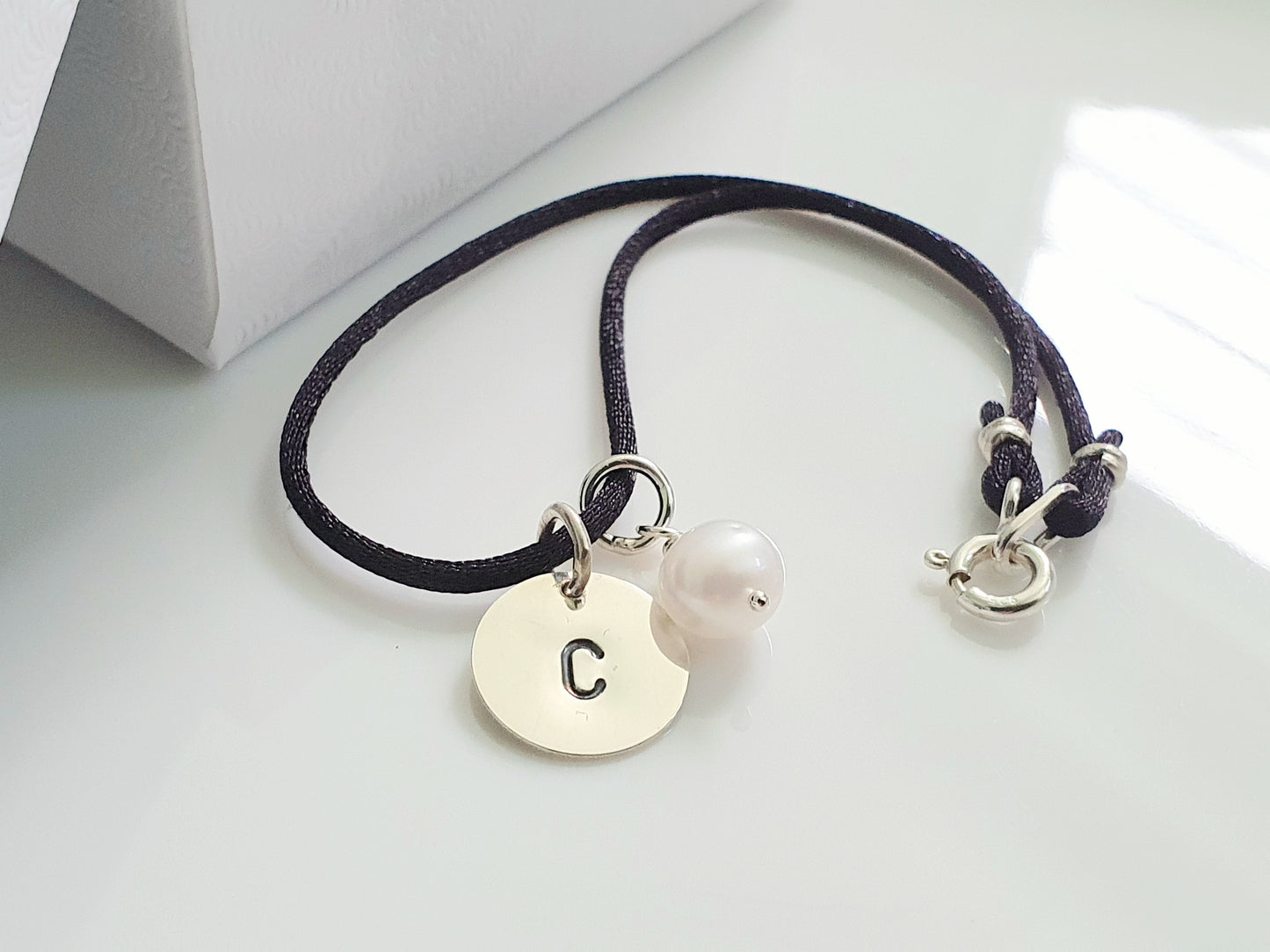 Initial Charm Cord Bracelet