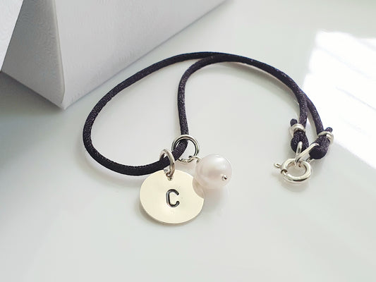 Initial Charm Cord Bracelet